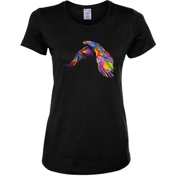 Colorful Trippy Peacock Bird Animal Lover Womens Graphic T-Shirt