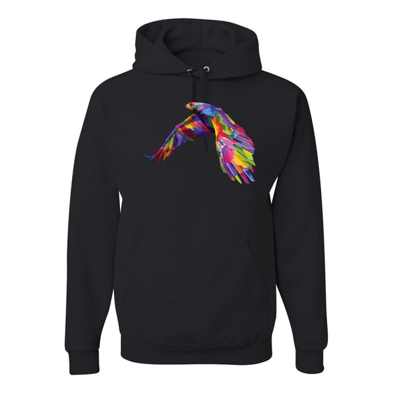 Colorful Trippy Peacock Bird Fashion Graphic Hoodie Sweatshirt, Black, Small