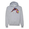 thumbnail image 1 of Colorful Trippy Peacock Bird Fashion Graphic Hoodie Sweatshirt, Heather Grey, Medium, 1 of 1