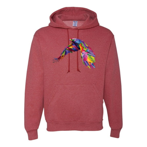 Colorful Trippy Peacock Bird Fashion Graphic Hoodie Sweatshirt, Vintage Heather Red, Medium