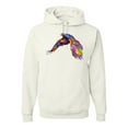 thumbnail image 1 of Colorful Trippy Peacock Bird Fashion Graphic Hoodie Sweatshirt, White, Large, 1 of 1