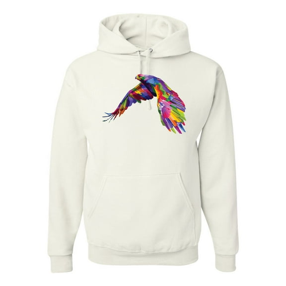 Colorful Trippy Peacock Bird Fashion Graphic Hoodie Sweatshirt, White, Medium