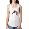thumbnail image 1 of Colorful Trippy Peacock Bird Fashion Ladies Racerback Tank Top, White, Medium, 1 of 1