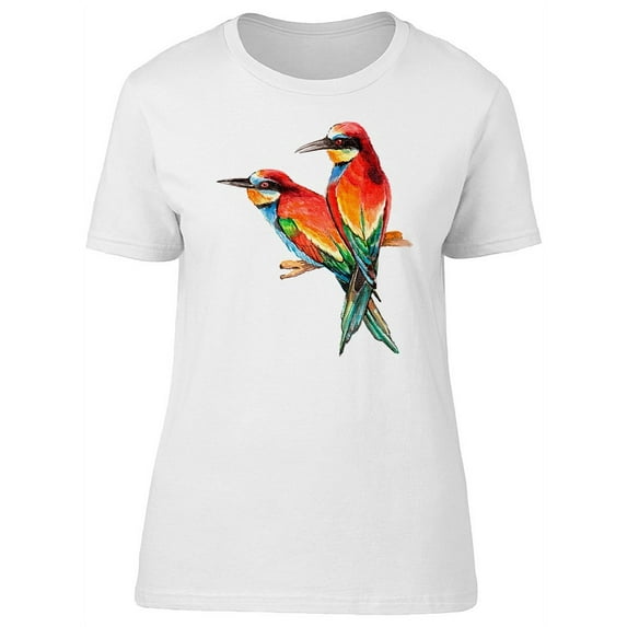 Colorful Tropical Bright Birds T-Shirt Women -Image by Shutterstock, Female x-Large