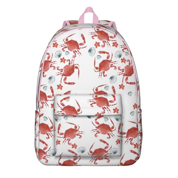 Colorful Tropical Crab Backpack for Teens & Young Adults, Waterproof Cartoon Sea Life School Bookbag with Coral & Ocean Theme, Lightweight and Spacious