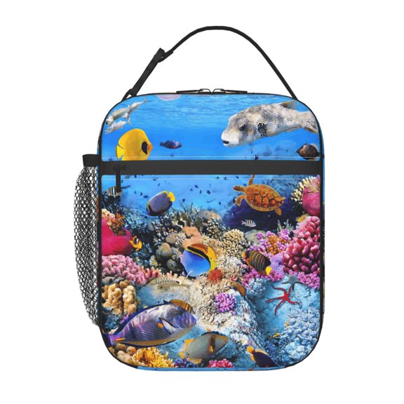 Colorful Tropical Fish Lunch Bag Portable Thermal Lunch Box for Men and Women