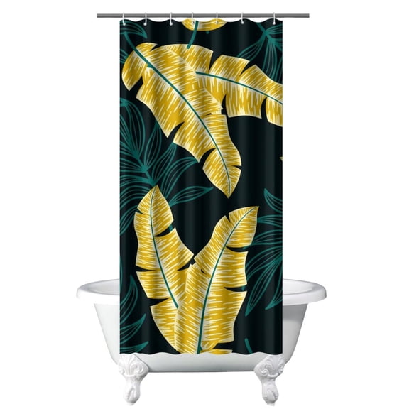 Colorful Tropical Floral Shower Curtain 36x72, Featuring Exotic Floral, Hawaiian Hibiscus, Botanical Jungle Leaves and Palm Leaf Pattern, Summer Beach Boho Vibes