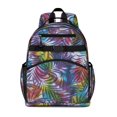 thumbnail image 1 of Colorful Tropical Leaf Pattern Backpack for School,Cute School Bag,Schoolbag with Adjustable Shoulder Straps & Padded Back,15.25"x11.5"x5.25", 1 of 5