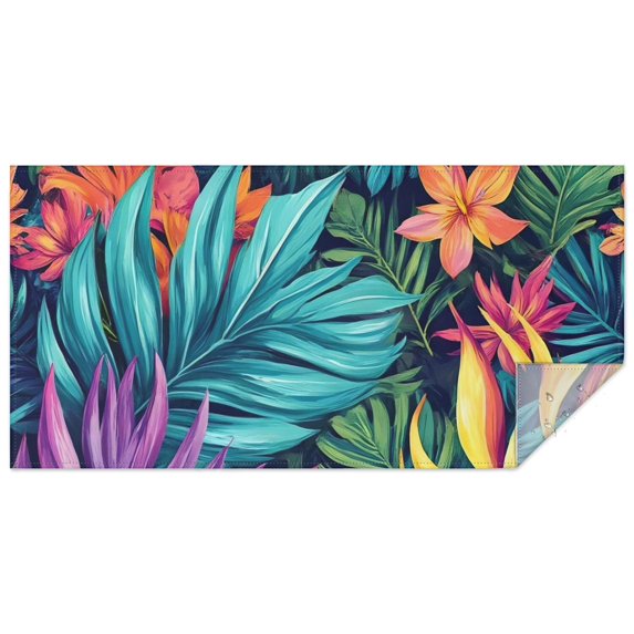 Colorful Tropical Leaf Pattern Rectangle Tablecloth 60"x120",Waterproof Polyester Rectangle Table Cloth, Wipeable Spillproof Polyester Tablecloth for Dining, Camping, Indoor and Outdoor