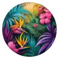 thumbnail image 1 of Colorful Tropical Leaf Pattern Round Fitted Tablecloth with Elastic Edge,Dining Table Cover Waterproof,Outdoor Round Tablecloth for Camping,Dining,Indoor and Outdoor, 1 of 7