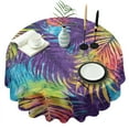 thumbnail image 1 of Colorful Tropical Leaf Pattern Round Tablecloth 60"x60",Wrinkle Wipeable Table Cloth for Kitchen Dining Room Picnic Patio Party, 1 of 6
