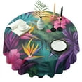 thumbnail image 1 of Colorful Tropical Leaf Pattern Round Tablecloth 60"x60",Wrinkle Wipeable Table Cloth for Kitchen Dining Room Picnic Patio Party, 1 of 6