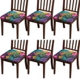 thumbnail image 1 of Colorful Tropical Leaf Pattern Seat Covers for Dining Room Chairs Set Of 4,Stretch Printed Washable Chair Seat Cover with Elastic Ties and Button,Removable Waterproof Couch Cushion Covers, 1 of 6