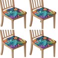 thumbnail image 1 of Colorful Tropical Leaf Pattern Seat Covers for Dining Room Chairs Set Of 4,Stretch Printed Washable Chair Seat Cover with Elastic Ties and Button,Removable Waterproof Couch Cushion Covers, 1 of 6