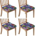 thumbnail image 1 of Colorful Tropical Leaf Pattern Seat Covers for Dining Room Chairs Set Of 4,Stretch Printed Washable Chair Seat Cover with Elastic Ties and Button,Removable Waterproof Couch Cushion Covers, 1 of 6