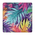 thumbnail image 1 of Colorful Tropical Leaf Pattern Square Fitted Tablecloth with Elastic Edge,Square Table Cover,Washable Elastic Table Cover for Home Kitchen Party Decor 34"x34", 1 of 6