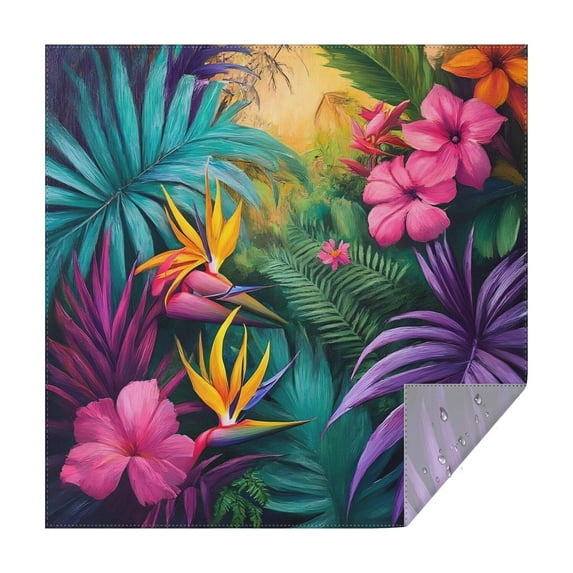 Colorful Tropical Leaf Pattern Square Tablecloth,Waterproof Square Table Cover,Wipeable Spillproof Washable Table Cover for Home Kitchen Party Decor 42"X42"(107x107cm)