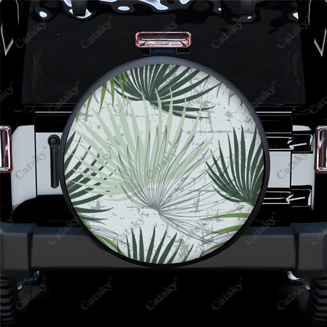 Colorful Tropical Leaves And Flowers Polyester Universal Spare Wheel Tire Cover Wheel Covers for