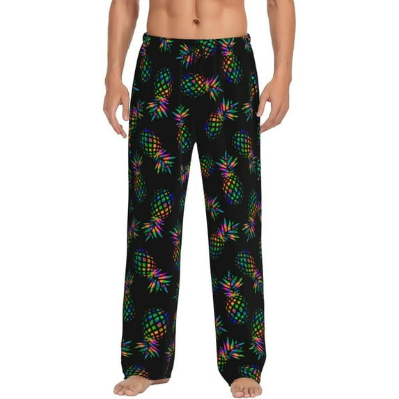 Colorful Tropical Pineapple Men'S Pajama Pants Soft Sleep Lounge Pants Pjs Bottoms With Pockets 3x-Large