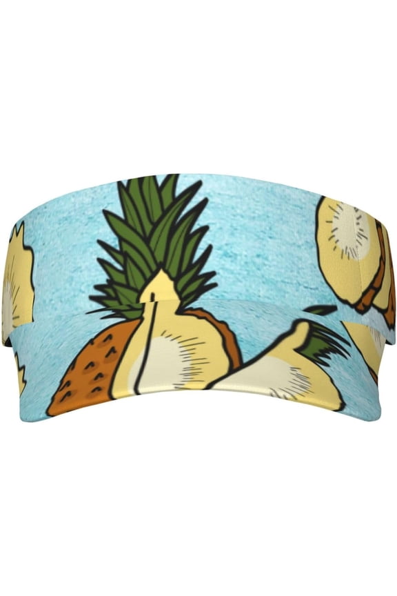 Colorful Tropical Pineapple Sun Visor Hats Athletic Adjustable Sun Protection Visors for Men Women Cute Sushi Pug Dog