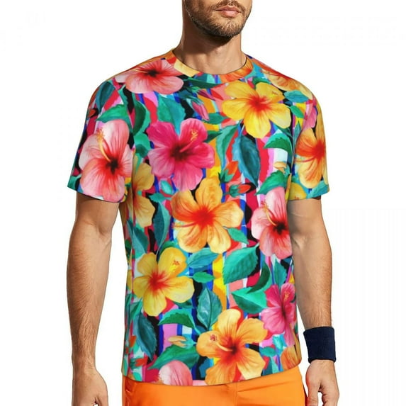 Colorful Tropical T-Shirt Summer Flowers Leaves Print T-Shirts Harajuku Tee Shirt For Men