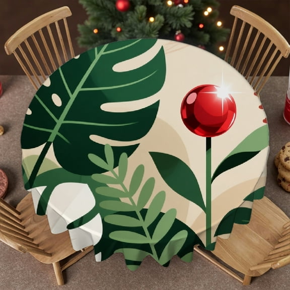 Colorful Tropical tablecloth round, Festive Table Setting - 2D Flat Printing Family Round Tablecloth, Cafe, dinner, brunch, buffet, picnic