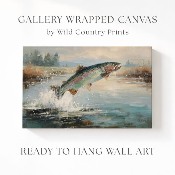 Colorful Trout Wall Art Rainbow Fish River Water Fishing Lodge Bedroom Freshwater Scene Unframed Paper Print