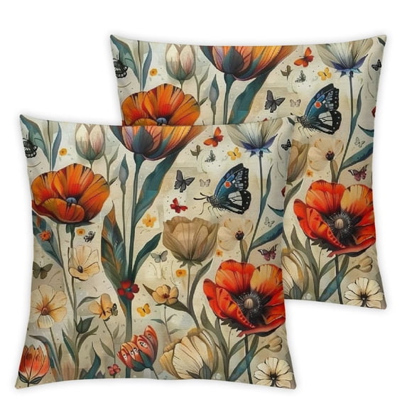 Colorful Tulip Decor Throw Pillow Covers, Square Short Plush Double-Sided Printed Decorative Cute Throw Pillow Cushion Cases Cover for Outdoor Sofa Patio Couch Car Home Farmhouse Decor
