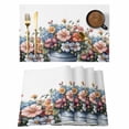 thumbnail image 1 of Colorful Tulip Floral Placemats Set of 4, Spring Retro Flowerpot Watercolor Style Farm Non-Slip Place Mats Washable Table Mats for Kitchen Dining Table Decorations Indoor/Outdoor, 1 of 9