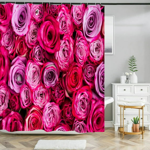 Colorful Tulip Rose Flowers Shower Curtain Bathroom Curtains Nature Flower Water