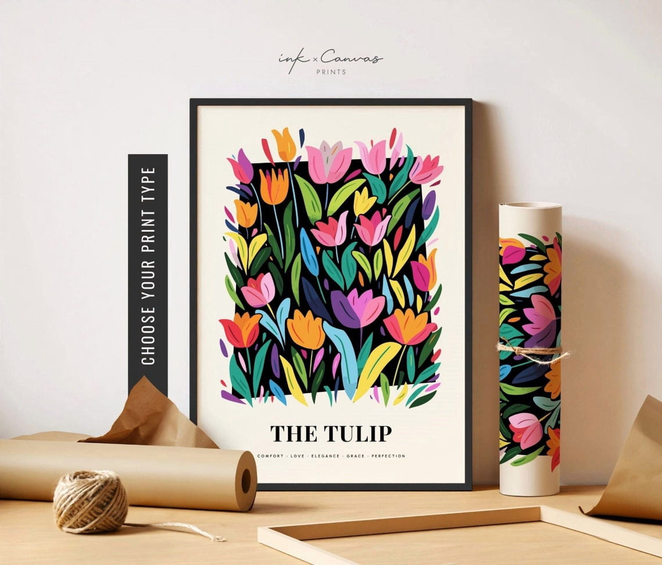 Colorful Tulips Art Poster Vibrant Floral Wall Art Cute Tulip Poster ...