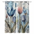 thumbnail image 1 of Colorful Tulips Blackout Curtains for Bedroom Living Room Darkening Curtains 90 Inch Spring Pastoral Flowers Retro Butterfly Black Out Window Curtain Privacy Window Treatment Grommet Drapes 52"x90"x2, 1 of 9