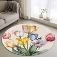 thumbnail image 1 of Colorful Tulips Floral Round Rug 3ft Washable Circle Entryway Rugs Non Slip Modern Art Watercolor Pastoral Area Rug Indoor Floor Carpet for Bedroom Kitchen Living Room Home Office Dining Room Nursery, 1 of 8