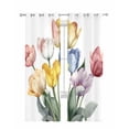 thumbnail image 1 of Colorful Tulips Floral Sheer Curtains 63 Inch Length 2 Panels Set for Living Room/Bedroom, Modern Art Watercolor Farmhouse Kitchen Curtains Grommet Semi-Sheer Curtains Window Treatments 42"x63"x2, 1 of 7