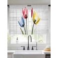 thumbnail image 1 of Colorful Tulips Sheer Curtains 54 Inches Long 2 Panels Blue Red Yellow Floral Light Filtering Semi Sheer Window Curtains Drapes for Bedroom Living Room 52"x54", 1 of 7