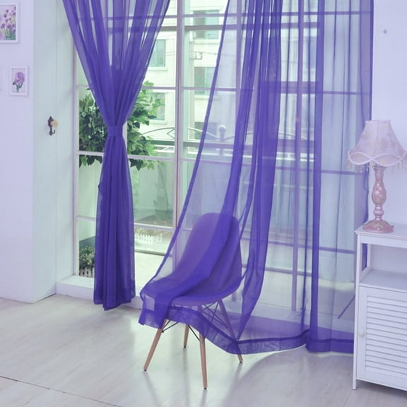 Colorful Tulle Voile Door Casement Curtain Drape Panel Sheer Scarf Divider Purple