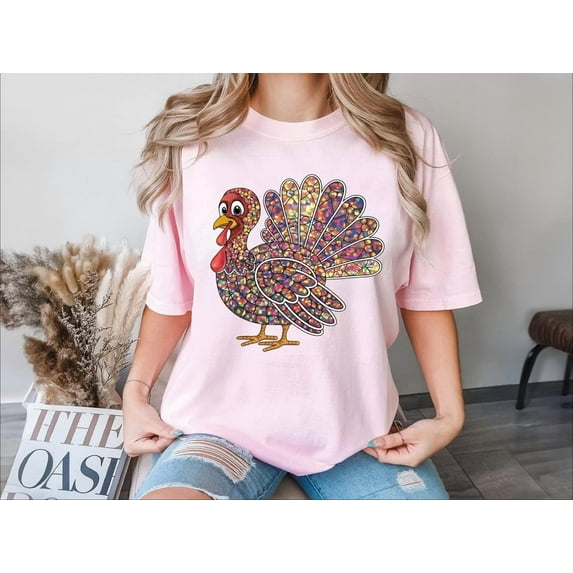 Colorful Turkey Shirt, Happy Thanksgiving Turkey T-shirt, Thanksgiving Sweater, Thanksgiving Day Turkey Tee, Fall Season T-shirt All Size S-5Xl