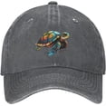 thumbnail image 1 of Colorful Turtle Distressed Adjustable Washed Denim Mens Dad Trucker Hat Baseball Ball Cap for Men, 1 of 6