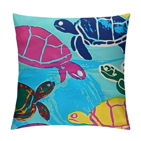 Colorful Turtle Pattern Throw Pillow, , Multicolor