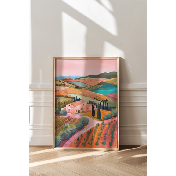 Colorful Tuscany Landscape Eclectic Poster Unframed Paper Print