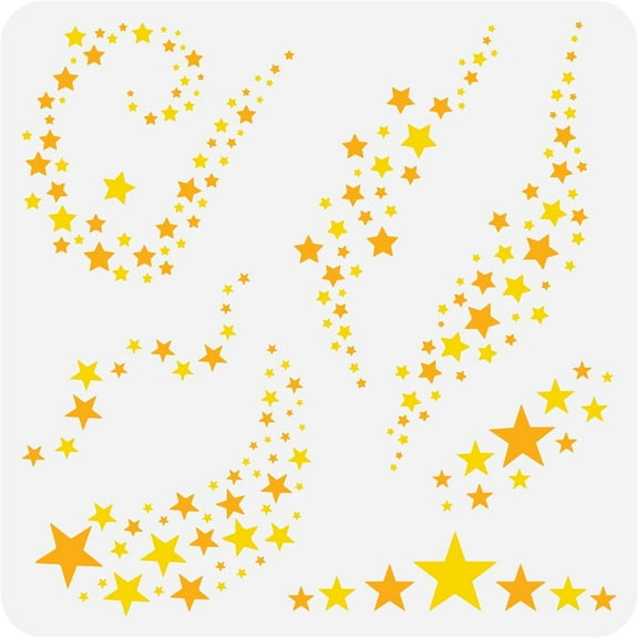 Colorful Twinkle Star Stencil 11.8x11.8inch Reusable Stars Shine Painting Template 7 Style Star River Galaxy Decoration Stencil Star Cluster Stencil for Painting on Wood Wall and Furniture