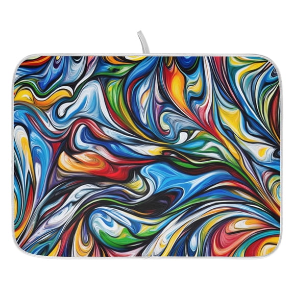 Colorful Twisted Dreams Dish Drying Mat for Kitchen, Quick Drying Absorbent Soft Durable 16" x 18"