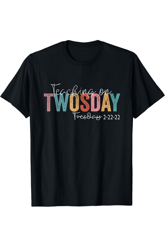 Colorful Twosday Teacher T-Shirt for Fun Classroom Celebrations