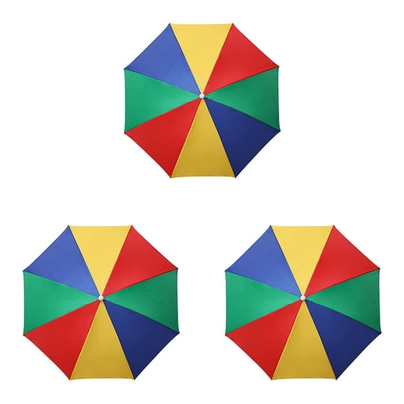 Colorful Umbrella Hat 20.47" - Adjustable Hands Free Fishing Hat with Elastic Band - Waterproof Foldable Sun Protection for Beach Party Travel Outdoor Activities Kids Adults