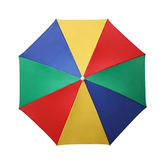Colorful Umbrella Hat 20.47" - Adjustable Hands Free Fishing Hat with Elastic Band - Waterproof Foldable Sun Protection for Beach Party Travel Outdoor Activities Kids Adults