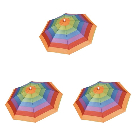 Colorful Umbrella Hat 20.47" - Adjustable Hands Free Fishing Hat with Elastic Band - Waterproof Foldable Sun Protection for Beach Party Travel Outdoor Activities Kids Adults