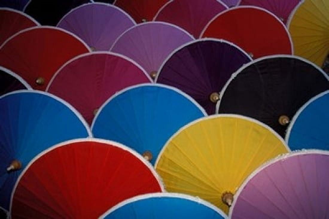 Colorful Umbrellas at Umbrella Factory Chiang Mai Thailand Canvas Art - Claudia Adams DanitaDelimont (36 x 24)