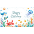 thumbnail image 1 of Colorful Underwater Animals Happy Birthday Banner for Kids Party Room Decoration Celebration Event, 1 of 7