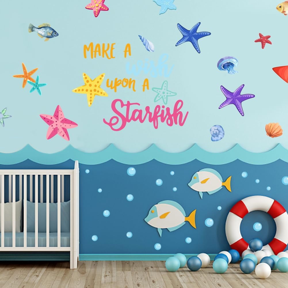 Colorful Underwater Starfish Wall Stickers Sea Stars Ocean Animal Wall ...