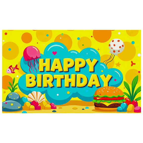 Colorful Underwater Themed Happy Birthday Banner Party Decoration Backdrop for Birthday Parties Photography Props Photo Background Decorations